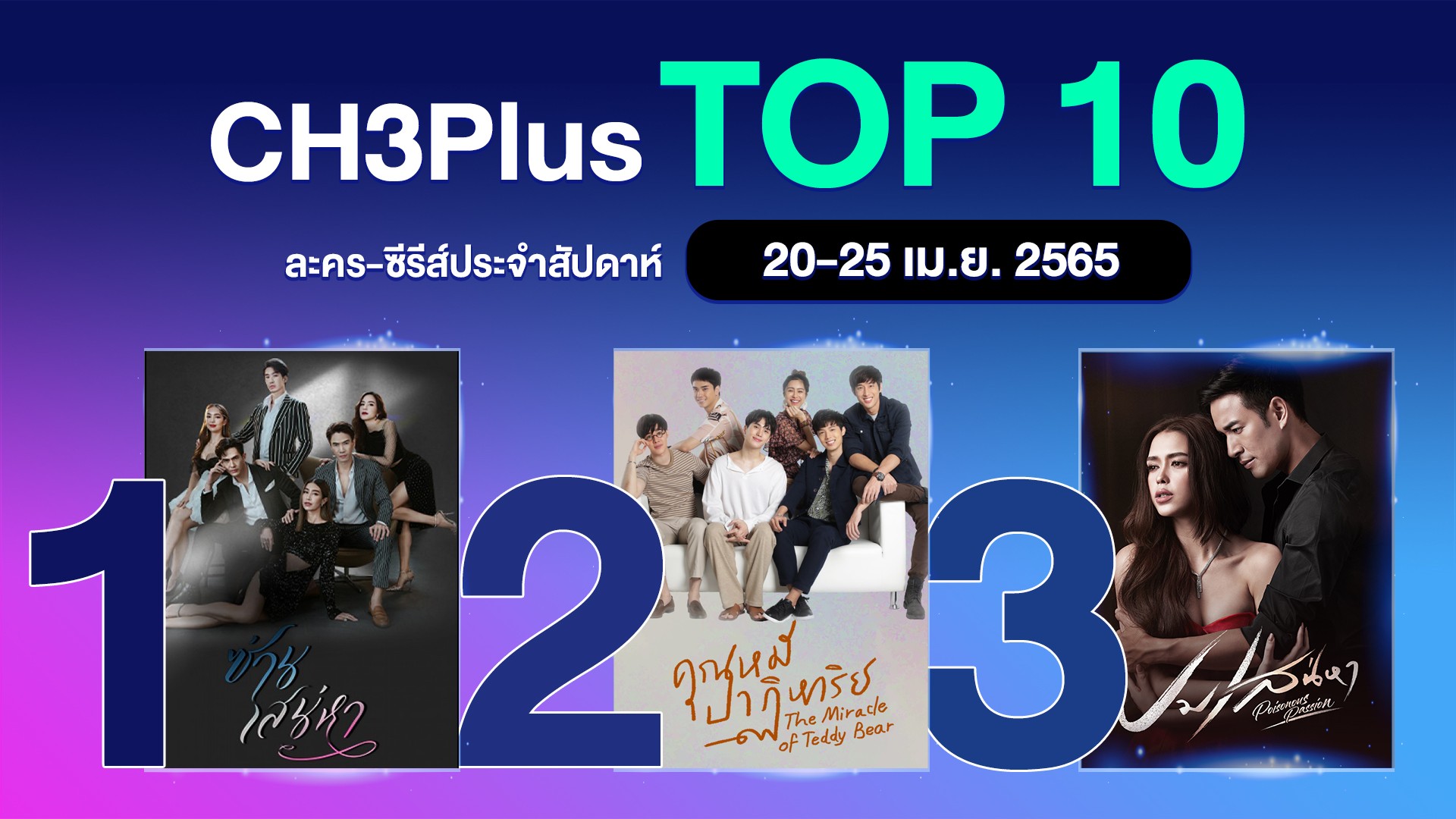 3Plus Top 10 ประจำวันที่ 22-25 เมษายน 2022