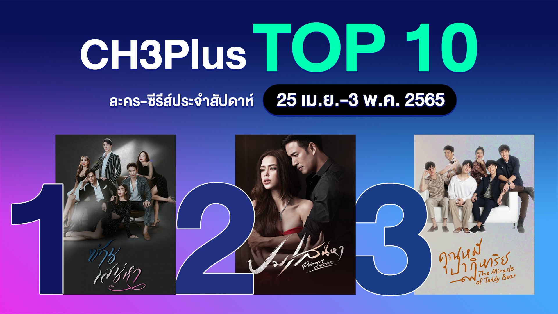 3Plus Top 10 ประจำวันที่ 25 เม.ย.-3 พ.ค. 2022