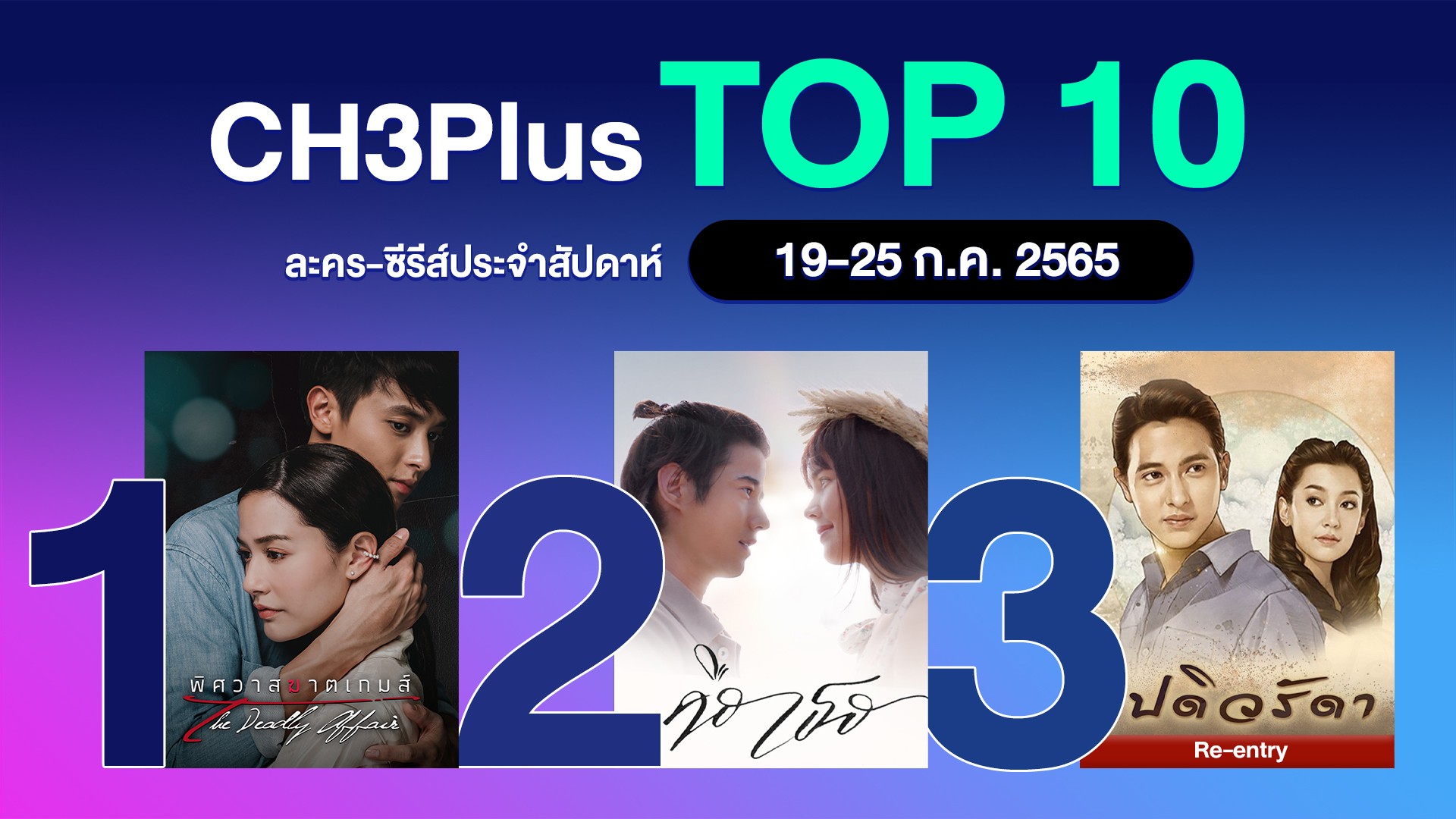 3Plus Top 10 ประจำวันที่ 19-25 กรกฎาคม 2022