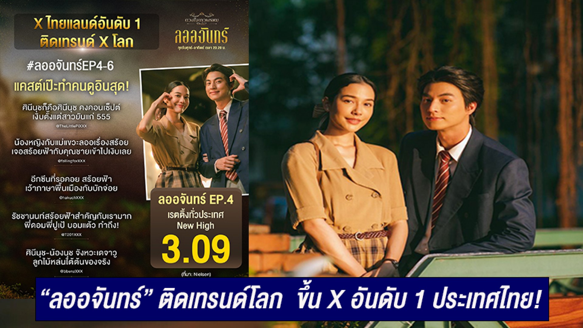 “กลัฟ-จีน่า” ปลื้ม “ลออจันทร์” แรงติดเทรนด์โลก ทุบสถิติครองแชมป์ 3 อีพี ขึ้น X อันดับ 1 ประเทศไทย!